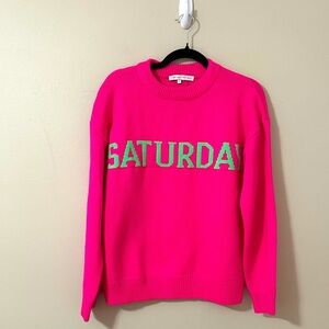 English Factory Womens Bright Pink 'Saturday' Sweater Sz Large Preppy Bright